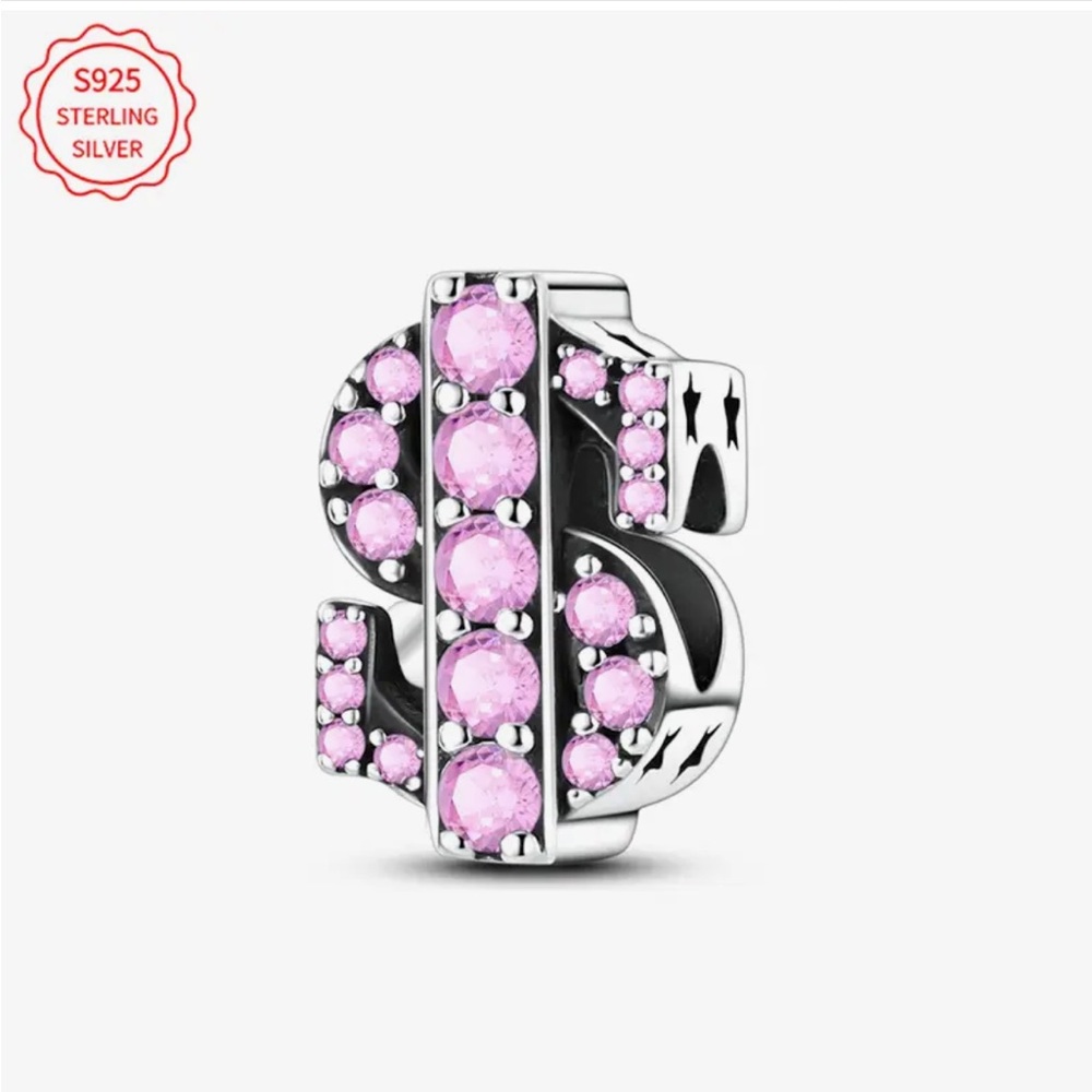 925 Dollar Sign Sparkly Bracelet Charm